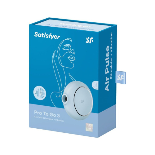 Satisfyer Pro To Go 3 - Вакуумный стимулятор, 8.7х3.5 см (голубой)